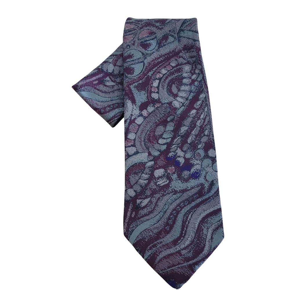 Index Mens Abstract Paisley Silk‎ Blend Necktie Burgundy Teal Purple Woven Tie